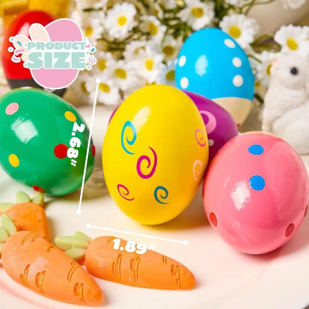 6 Music Easter Wooden Eggs - Shakers and Play